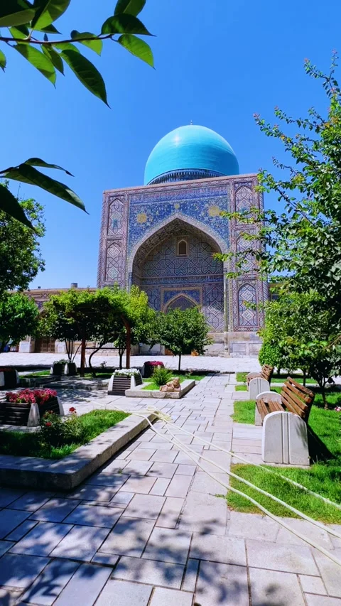 View of The Registan Square. Ulugh Beg Madrasah Stock Footage 301561729