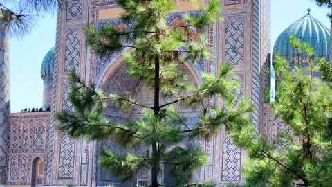 View of The Registan Square. Ulugh Beg Madrasah Stock Footage 301564216