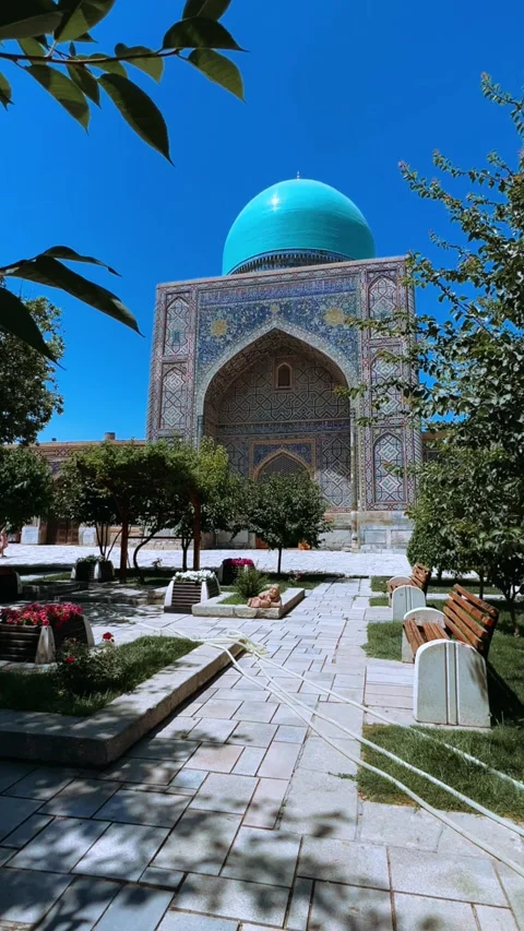 View of The Registan Square. Ulugh Beg Madrasah Stock Footage 301564293