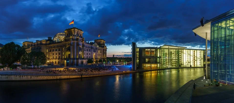 View of the Reichstag and Paul Löbe Haus in Berlin, Germany. Stock Photos