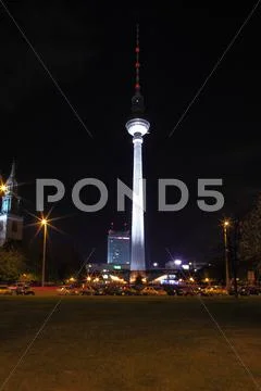 View from reichstag on the fernsehturm (tv tower) Stock Photos