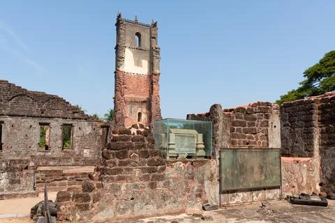 View of the relics with the tower in the background Stock Photos