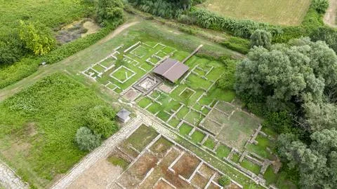 View to the remaining keep of Isis Temple in Dion. Pieria, Greece Stock Photos