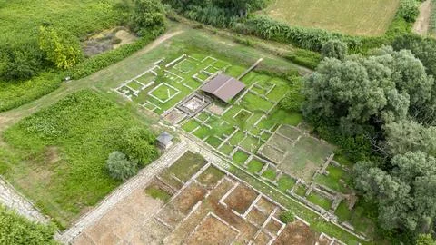 View to the remaining keep of Isis Temple in Dion. Pieria, Greece Stock Photos