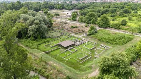 View to the remaining keep of Isis Temple in Dion. Pieria, Greece Stock Photos