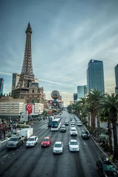  View on the replica of Eiffel Tower at Paris Hotel Casino. Las vegas View... Foto stock