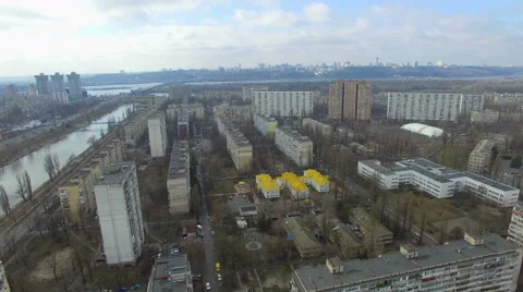 View of the residential area from a height. flight quadrocopters Stock Footage 60788764