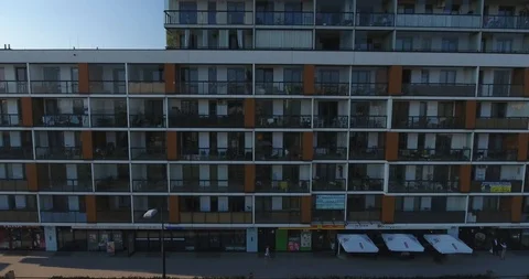 View Of Residential Block From Top To Bottom. Drone Shot Stock Footage 93058134