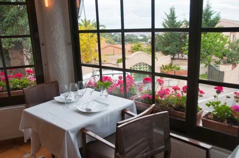 View from restaurant to outside 写真素材