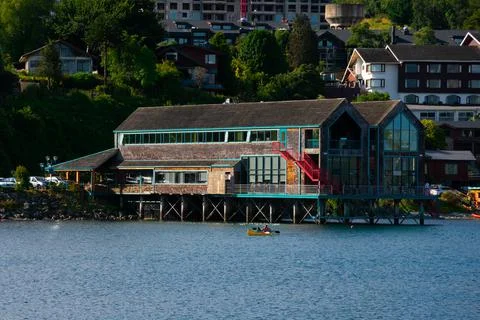 View of a restaurant on a pier Stock Photos
