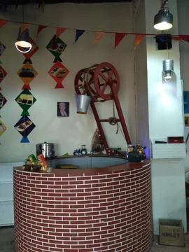 A view of restaurant in Truck shape inside Govind Garh fort Фото