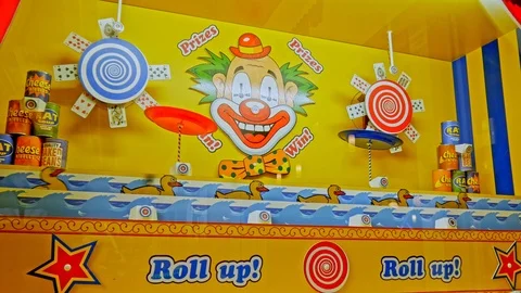 View on the retro arcade duck shoot hunter game in Szekesfehervar, Hungary. Stock Footage 122282467