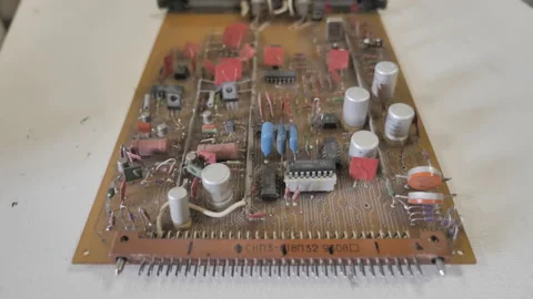 View Of Retro Old Circuit Board Stock Footage 157991572