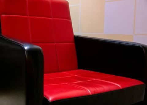 View on a retro red sofa Stock Photos
