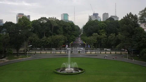 View from Reunification Palace, Ho Chi Minh City (Saigon) Vietnam in 4k Stock Footage 75948989