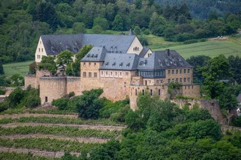 View from Rheingrafenstein at castle Ebernburg Stock Photos