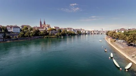 View on Rhine in Basel Stock Photos