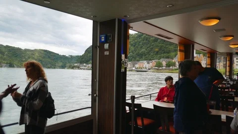 View of the Rhine valley from inside a boat Stock Footage 111133952