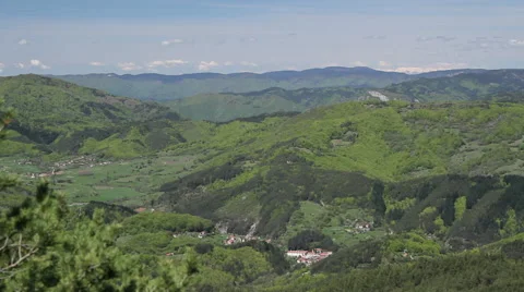 View of the Rhodope mountain chain in early spring. Green hills and freshness. Stock Footage 59363284