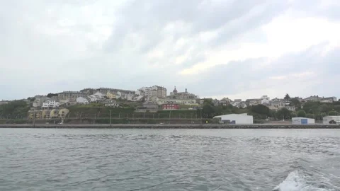 View of ribadeo from the estuary - 140 Stock Footage 310196444