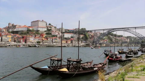 View of Ribeira historical quarter, on the margin Douro river Stock Footage 52471077