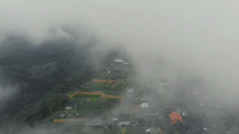 View of rice terraces through the clouds in Bali Stock Footage 125994297