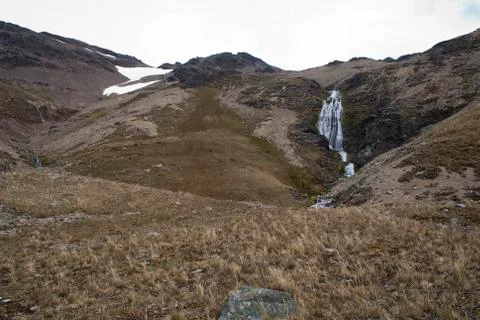 View of ridge with waterfall Stock Photos