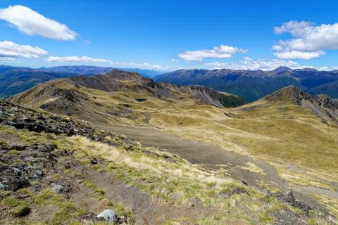 View from the ridgeline of the St Arnaud Range track Stock Photos