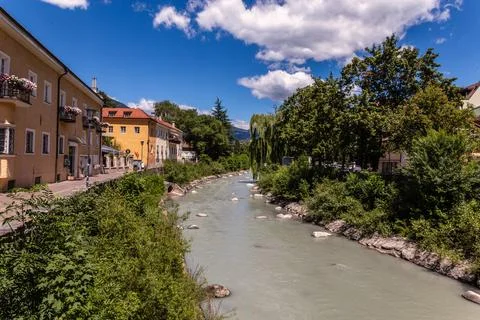 View of the Rienz River Stock Photos