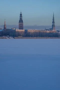 View of Riga in winter time. Stock Photos