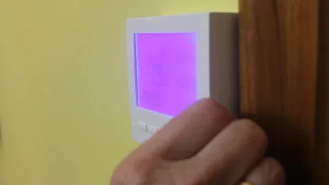 A view from the right angle of a heating thermostat Stock Footage 322026847