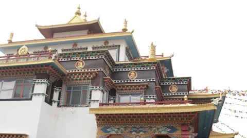 View From Right Side Of Dechen Choekhor Mahavihara Bodhisat Monastery Shadabai. Stock Footage 199094239
