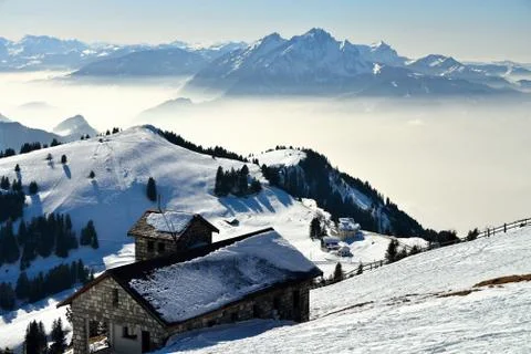 View from Rigi alp in winter Stock Photos