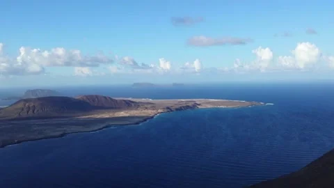 View from Risco de Famara cliff in Lanzarote Stock Footage 135174618