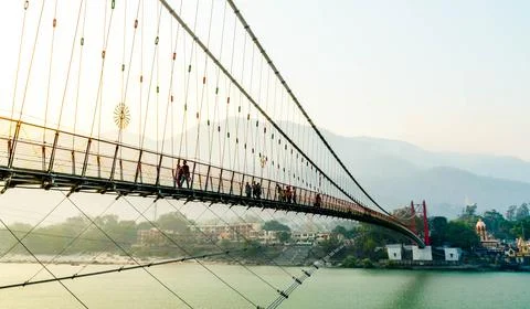 View of Rishikesh by the river Ganges, Uttarakhand, India Stock Photos