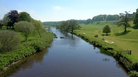 View of the river Aln in Alnwick Stock Footage 156164282