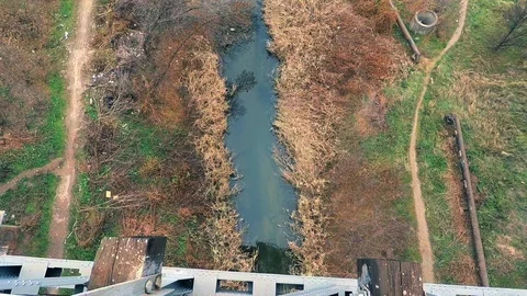 View of the river and city views from the bridge Stock Footage 98468359