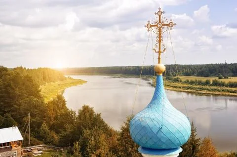 View of the river and the forest Stock Photos