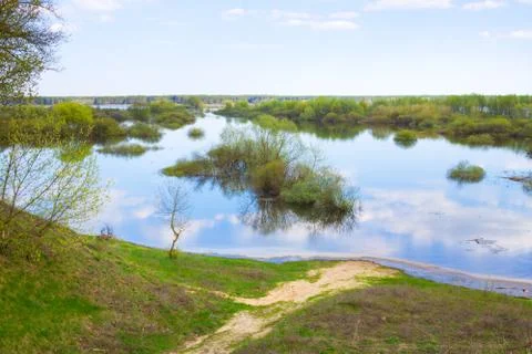 View to the river and meadow Stock Photos