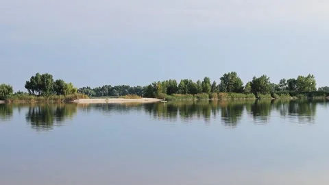 View of the river and opposite riverside Stock Footage 249532353