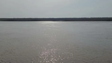 View of the river and the sky with clouds. River Irtysh Video stock 194424866