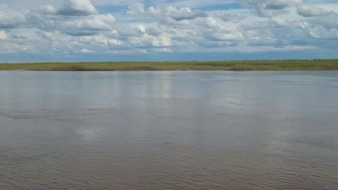 View of the river and the sky with clouds. River Irtysh Stock-Footage 194424908