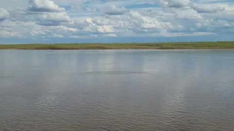 View of the river and the sky with clouds. River Irtysh Video stock 194424920
