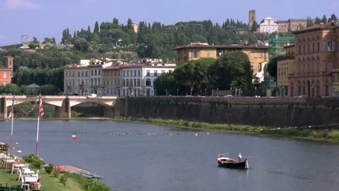View of the River Arno in Florence Stock Footage 161224337