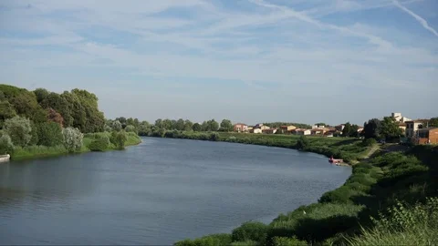 View of river Arno in Pisa, Tuscany - Italy Stock Footage 78686018