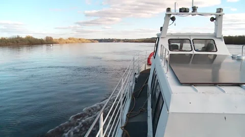 View of the river from a boat sailing along the river Stock Footage 304203373
