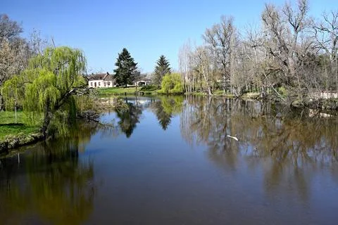 View on the river from a bridge Stock Photos