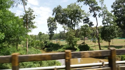 View of river from the bridge, River containing muddy water Stock Footage 156966066