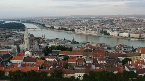 View of River in Budapest from the sky 库存影片 196876076