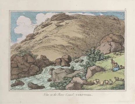View on the River Camel, Cornwall, from "Sketches from Nature" 1822 Thomas .. Stock Photos